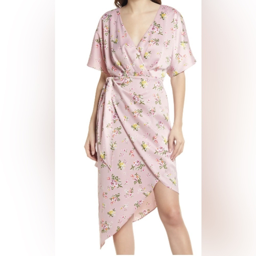 NWOT Charles Henry Size XS Dolman Wrap Dress in Blush Floral